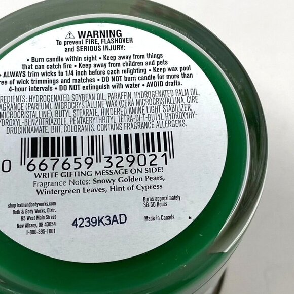 Bath & Body Works Winter Golden Pear Single Wick Soy Blend Candle 8 Oz - Picture 5 of 6